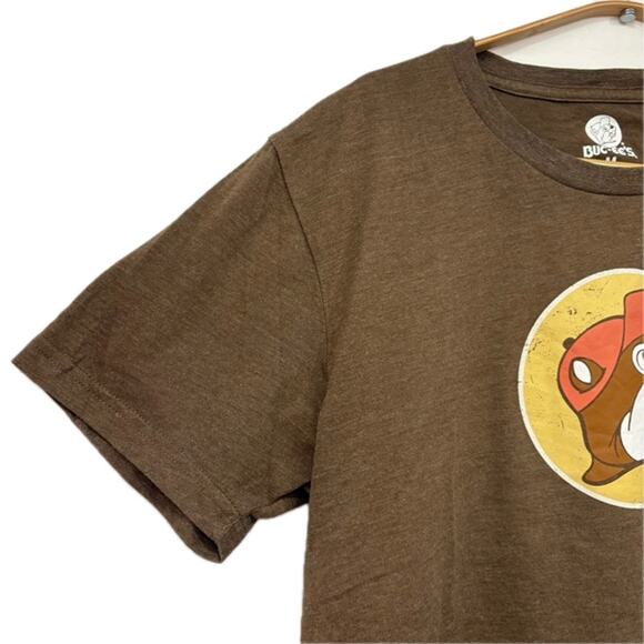 Buc-ee's Short Sleeve Shirt Mens Medium Brown Top Camper Follow Me - Picture 4 of 6